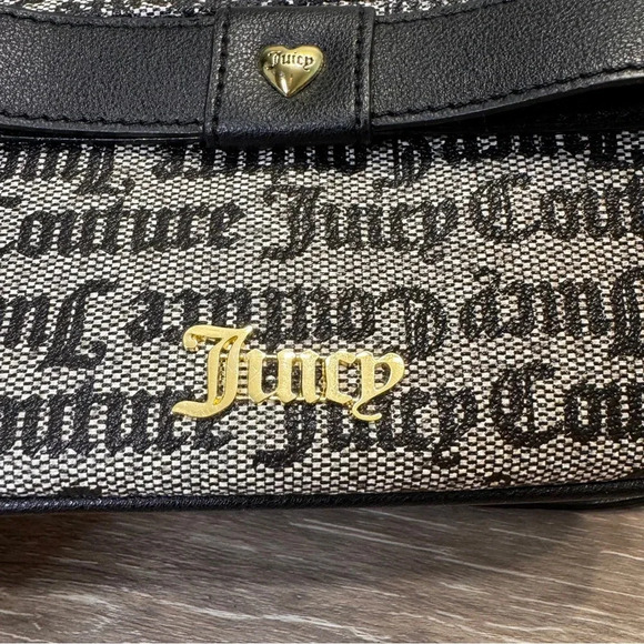 Juicy Couture Peek A Bow crossbody bag Black Gray Gold Tone hardware - Picture 14 of 14